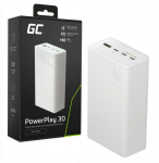 Powerbank Green Cell 30000 Mah, 22.5w, 4x Usb, Baltas