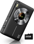 Skaitmeninis fotoaparatas 44MP su 32GB kortele, juodas