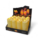 Rinkinys 12 vnt. Žvakės su liepsnos efektu / LED įdėklas su baterijomis 12 cm