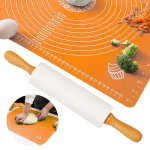 Silikoninis kepimo kilimėlis te&scaron;los kočiojimui, 40x30 cm + kočėlas, 43 cm