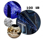Airi 100 LED 4 metrai lempučių lauko girlianda varvekliai su baltu laidu, mėlynos spalvos flash
