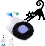 Žaislas katėms GoldenSun, kamuoliukas, violetinis su juoda guma ir vilnos aksesuaru