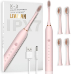 Galingas elektrinis dantų &scaron;epetėlis LIVMAN X-3 su 6 valymo režimais ir USB įkrovimu, 1,5W