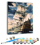 Tapyba pagal skaičius &ndash; paveikslas, dažai, teptukai, rinkinys &bdquo;Old ship &ldquo;, 40&times;50 cm