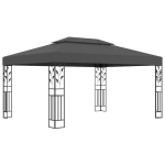 Pavėsinė su dvigubu stogu, 3 x 4 m, juoda