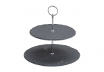 Dviejų auk&scaron;tų skalūno etažerė metaliniu stovu 24cm