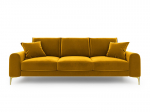 Keturvietė sofa Mazzini Sofas Madara, geltona/auksinės spalvos