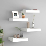 vidaXL Pakabinamos lentynos, 4vnt., baltos, 23x23,5x3,8cm, MDF
