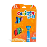 Flomasteriai mažyliams Carioca Baby Teddy Markers 1+ 12 spalvų