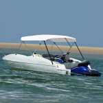vidaXL Bimini vir&scaron;aus stogelis, baltas, 243x(230-244)x137cm, 4 lankai