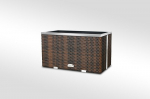 Lauko vazonas i&scaron; poliuretano su aliuminio metalo apdaila 70cm x 38cm x 40 cm, rudai juoda