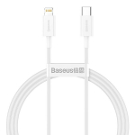 USB C - Lightning kabelis iPhone, Power Delivery 20W, 1m, baltas