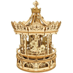 Medinis 3D galvosūkis - muzikinė dėžutė Robotime Romantic Carousel, 14m.+