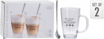 Dviejų puodelių su &scaron;auk&scaron;teliais rinkinys, skirtas LATTE MACCHIATO