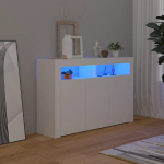 &Scaron;oninė spintelė su LED ap&scaron;vietimu, balta, 115,5x30x75 cm, Balta