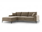 Mink&scaron;tas kampas Mazzini Sofas Madara, veliūras, smėlio spalvos/juodas