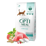 OPTIMEAL&trade;. Visavertis sausas maistas sterilizuotoms katėms ir kastruotiems katinams su kalakutiena ir avižomis. 1,5 kg