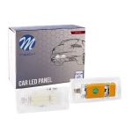 M-TECH LED license plate light LD-E46-4D 18xSMD2835 Valstybinio numerio ap&scaron;vietimo modulis. Auk&scaron;tos klasės LED alternatyva su patvirtinimu naudoti Europos keliuose. Rinkinį sudaro 2 vnt. LED tipas ir kiekis: 18Vnt. 3528SMD Skirtas: Automobilio Modeli ...