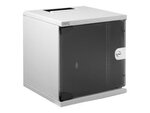 Digitus | 6U Wall Mounting Cabinet | DN-10-05U-1 | Grey | Safety class rating IP20; 200&deg; door opening angle; Lockable safety-glass door; 254 mm (10") profile rails mounted on the front side inside of the cabinet, galvanized; 254 mm (10") profile rail ...