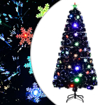 Kalėdų eglutė su LED snaigėmis, juoda, 150cm, optinis pluo&scaron;tas