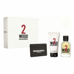 Rinkinys Dsquared2 Wood Home vyrams: tualetinis vanduo EDT, 100 ml + du&scaron;o želė, 100 ml + kortelių dėklas