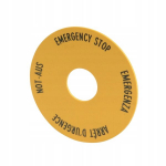 Mygtuko ženklinimo etiketė "emergency Stop" geltona, Ip66