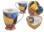 2 puodelių rinkinys &scaron;irdelės formos dėžutėje Van Gogh Kavinės terasa naktį, 280 ml