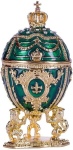 Faberge stiliaus kiau&scaron;inis, papuo&scaron;alų dėžutė, žalia