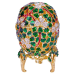 Faberge stiliaus dobilo lapų raižyti kiau&scaron;inis, papuo&scaron;alų dėžutė