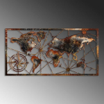 Wallity metalinė sienų dekoracija World map - 3, 60 cm