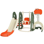 Costway sūpynių rėmo čiuožykla ir sūpynių rinkinys mažiems vaikams 172 x 182 x 108-120 cm oranžinės spalvos
