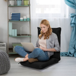 Costway grindų sofa pamink&scaron;tinta grindų kėdė Reguliuojama žaidimų kėdė Lazy Sofa lango kėdė juoda