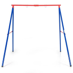 Costway Tvirtas metalinis sūpynių rėmas A formos sodo sūpynių rėmas 194 x 184 x 180 cm raudona + mėlyna