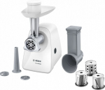 Mėsmalė - BOSCH - MFW2514W SmartPower - Balta - užblokuotas variklis 1500 W - 1,7 kg/mn - 2 smulkintuvai - tarkuoklis/kapoklis