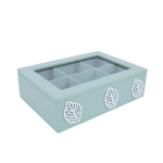 Arbatinė dėžutė Home4you HAZEL 24x17x7,5 cm, žalia, stiklas ir MDF