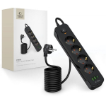 TECH-PROTECT PCL4X3 ILGAS MAITINIMO LIZDAS 2 USB IR 1 C TIPO BEI 4 LIZDAI 200 CM JUODAS
