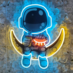 Neoninė astronautų sieninė i&scaron;kaba