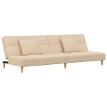 Dvivietė sofa-lova，Poilsio sofa su dvejomis pagalvėmis, kreminė, audinys CFE31011