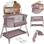 Vaiki&scaron;ka lovelė su ratukais, 2in1 kompakti&scaron;ki ir atskiri Lionelo Luna Beige Taupe