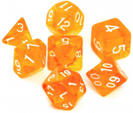 Kri&scaron;tolinių kauliukų rinkinys Rebel RPG Dice Set - Crystal - Orange