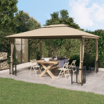 Pavėsinė su &scaron;oninėmis sienomis ir stogu, taupe spalvos, 3x4m