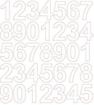 Lipnūs numerių lipdukai Drago, 4 cm, balti/blizgūs