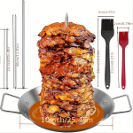 Nerūdijančio Plieno Vertikalus Ie&scaron;mų Rinkinys BBQ Griliui, Patobulintas modelis - kepimo skarda 25,4 cm + du &scaron;epečiai