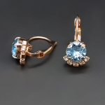 Auskarai moterims DiamondSky &bdquo;Glory III (Aquamarine Blue)&ldquo; su Swarovski kristalais