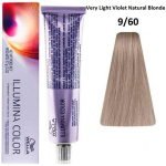 Ilgalaikiai plaukų dažai Wella Professionals Illumina Color, Nr.9/60 Very Light Violet Natural Blonde, 60 ml