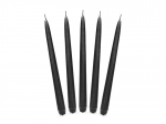 Kūginės žvakės, matinės juodos spalvos, 24 cm, 1 pak/10 vnt