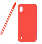 Evelatus Samsung Galaxy A10 Soft Touch Silicone Case with Strap Red