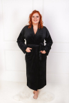 Plus size ilgas chalatas moterims, juodas