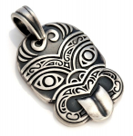 Bico "Bico" Tiki "Satin Silver baigtas maorių stiliaus genčių pakabukas (E304)