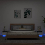 Naktinės spintelės su led, 2vnt., baltos, 40x39x37cm